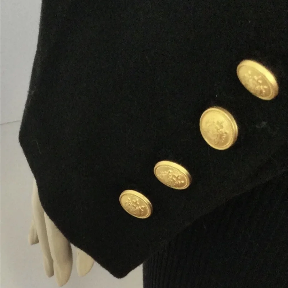Rebecca Minkoff Black Wool Military Peacoat